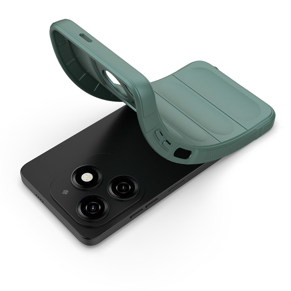 Tecno Spark 20C Case Flexible TPU Hollow Back Surface Design Zore Ethnic Silicone Cover Dark Green