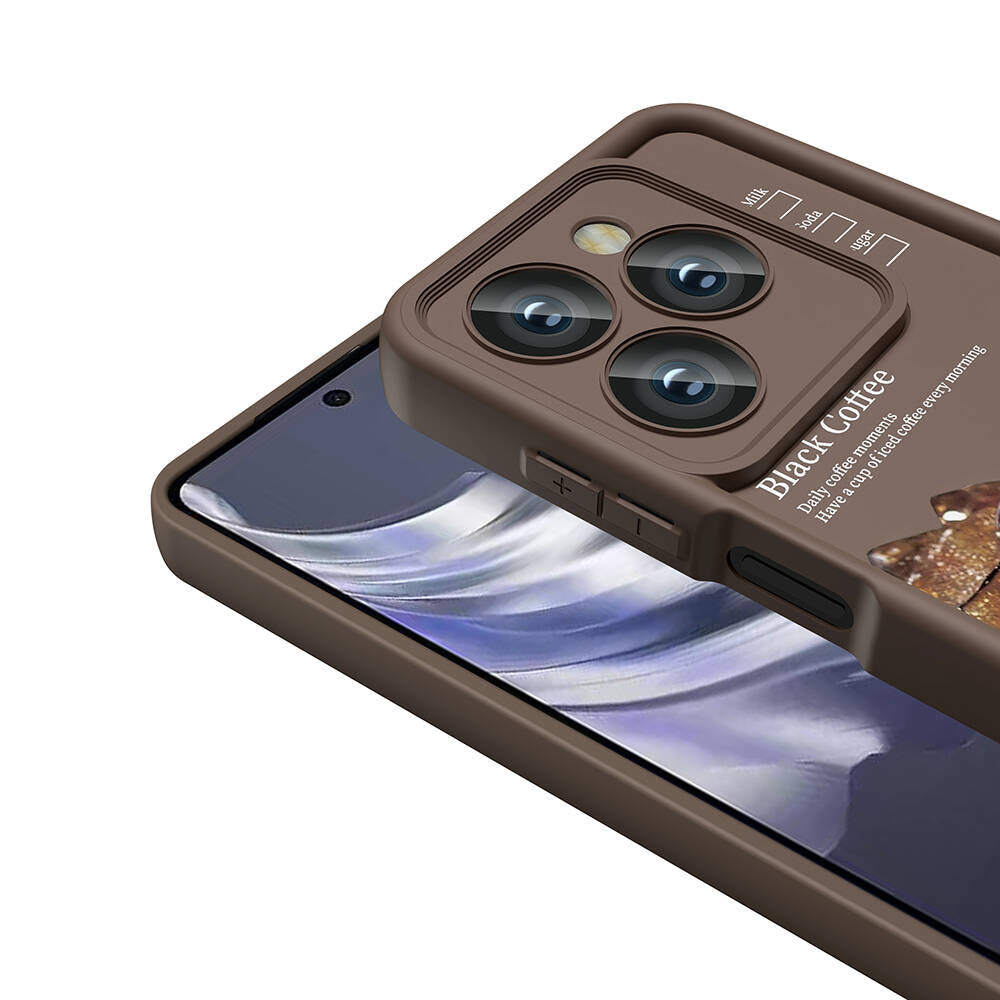 Tecno Spark 20C Case Camera Protection Printed Back Surface Zore Classy Cover Dark Brown