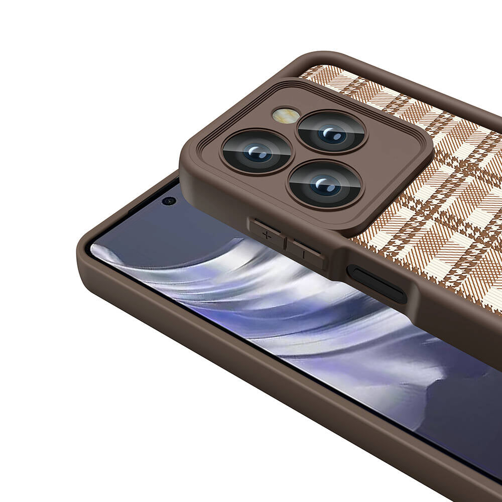 Tecno Spark 20C Case Camera Protection Printed Back Surface Zore Classy Cover Dark Brown