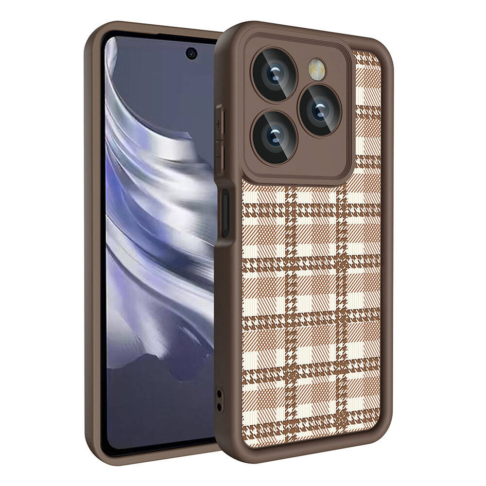 Tecno Spark 20C Case Camera Protection Printed Back Surface Zore Classy Cover Dark Brown