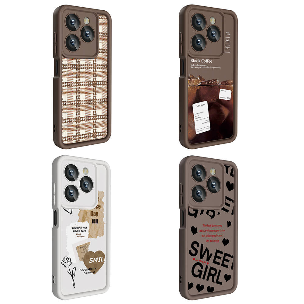 Tecno Spark 20C Case Camera Protection Printed Back Surface Zore Classy Cover Dark Brown