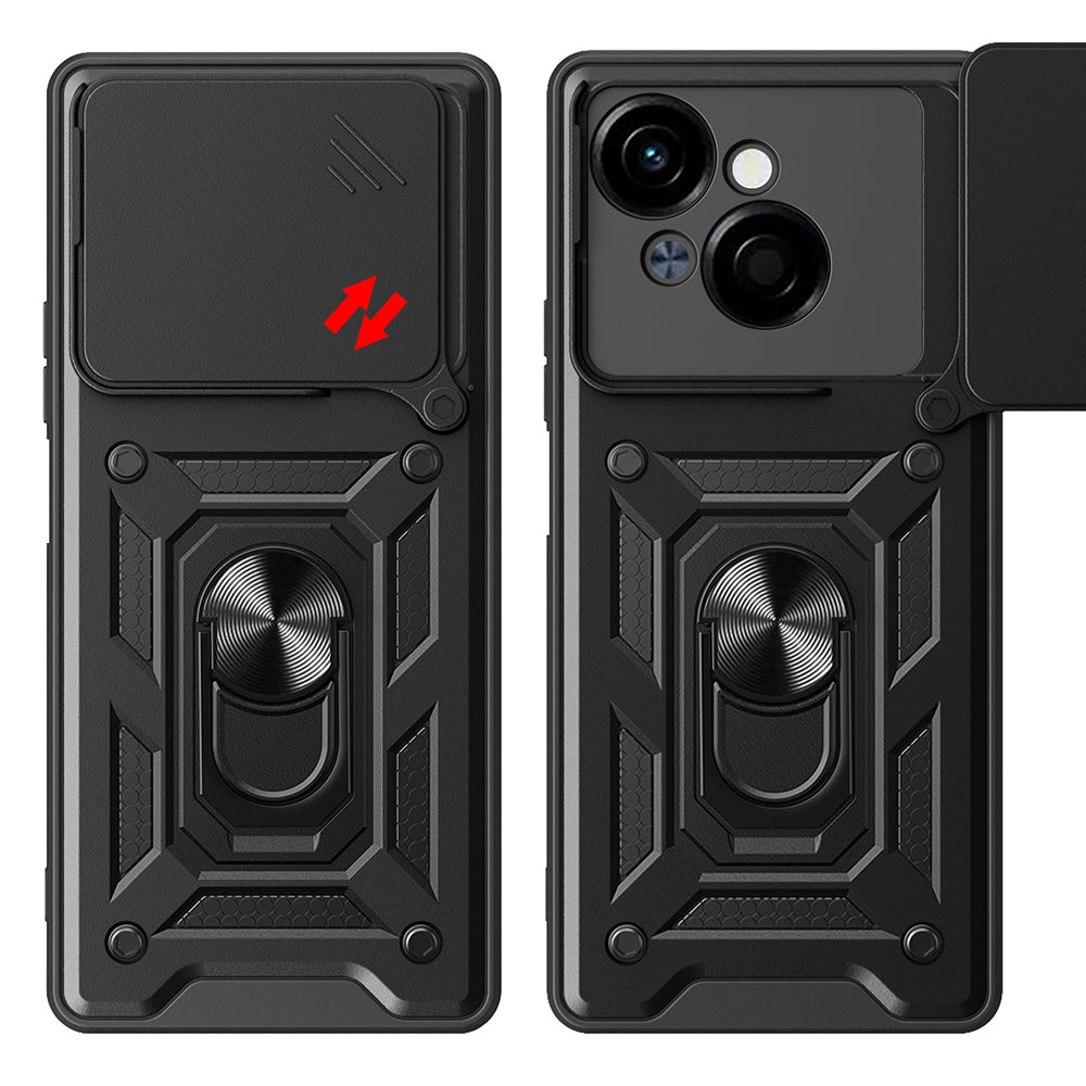 Tecno Spark Go 1 2025 Case Magnetic Stand Camera Protection Zore Sliding Vega Cover Black