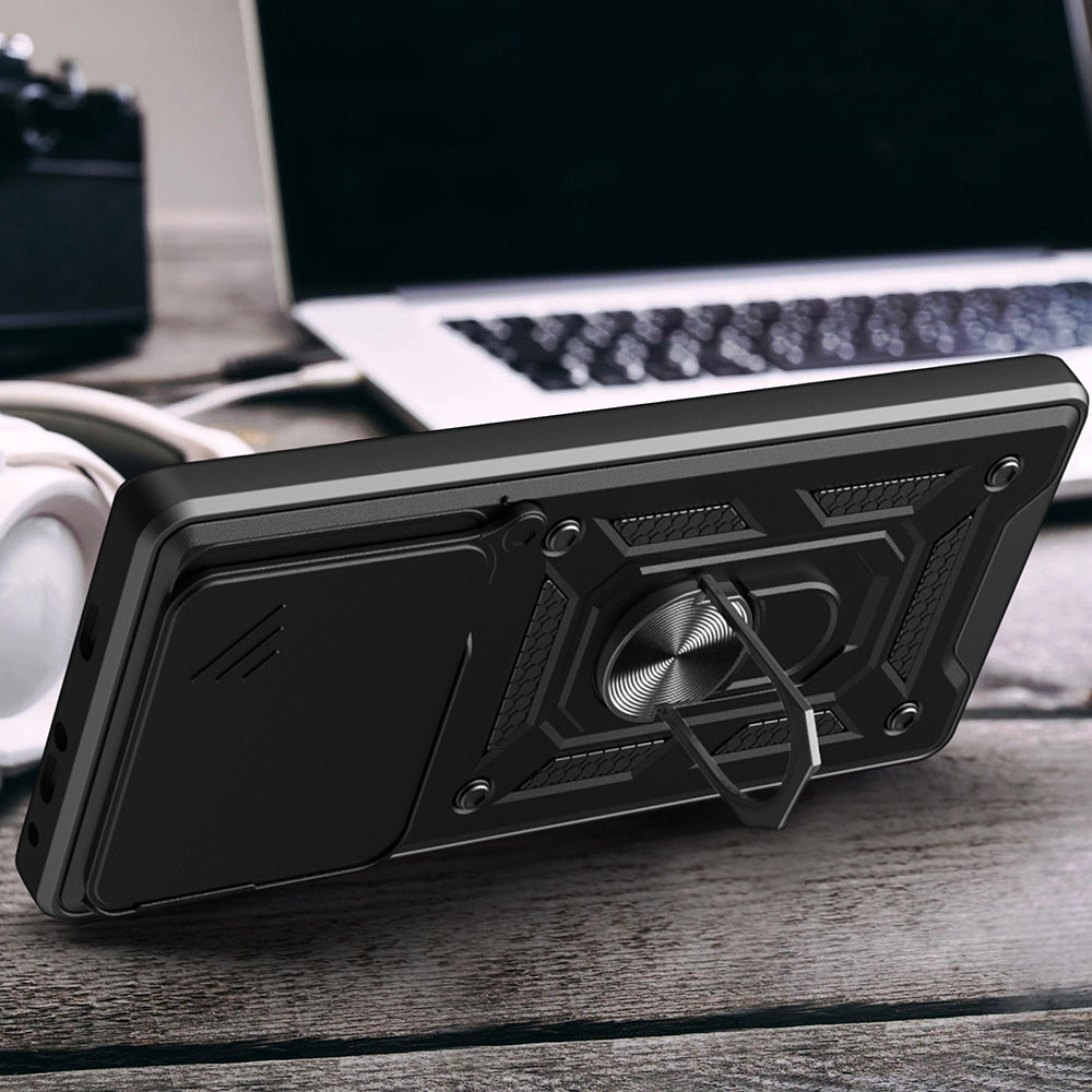 Tecno Spark Go 1 2025 Case Magnetic Stand Camera Protection Zore Sliding Vega Cover Black