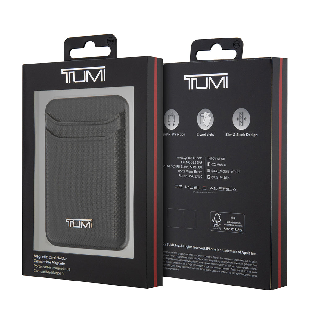 Tumi Original Licensed 2-Chamber Metal Logo Leather Magnetic Card Holder Blue