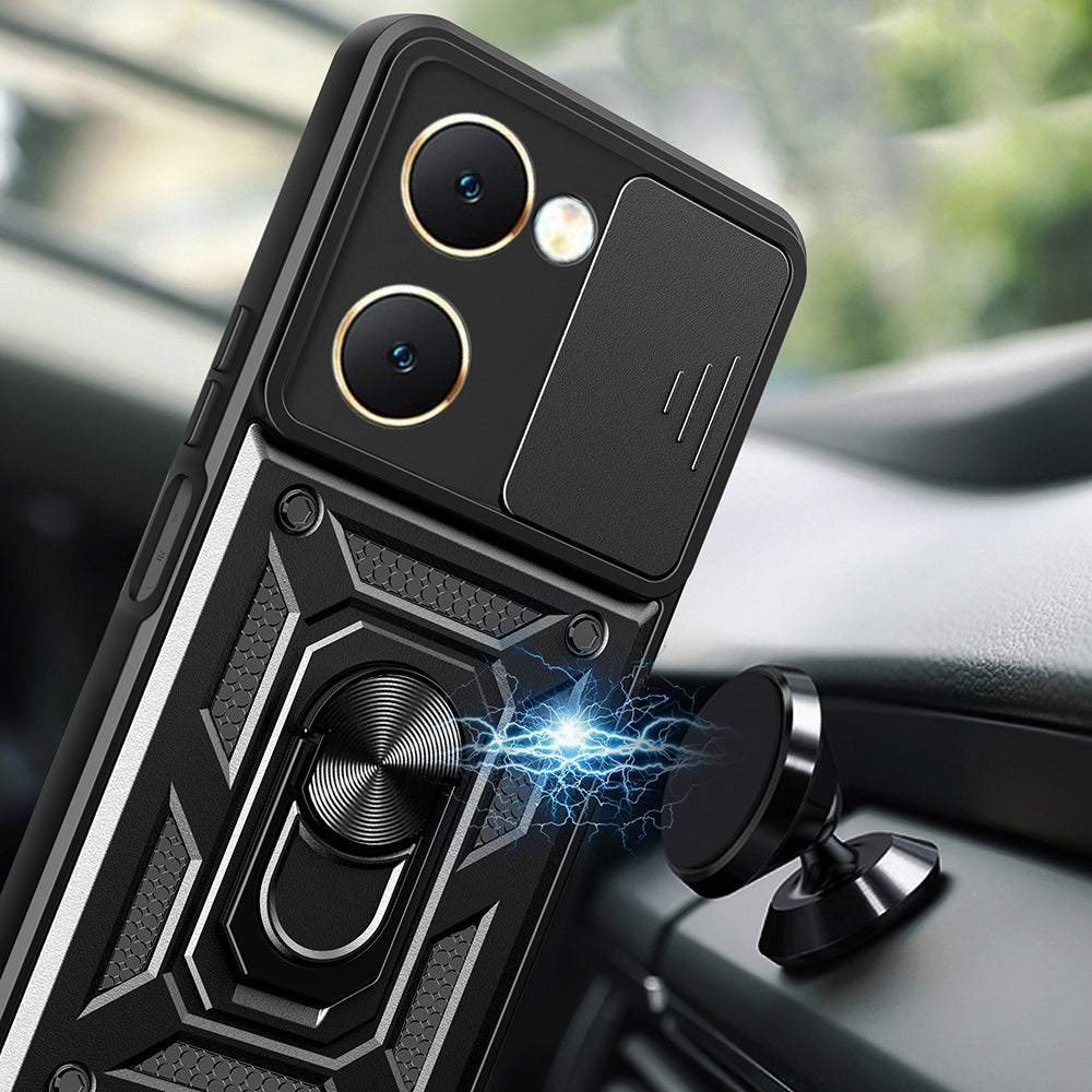 Vivo Y18 Case Magnetic Stand Camera Protection Zore Sliding Vega Cover Black