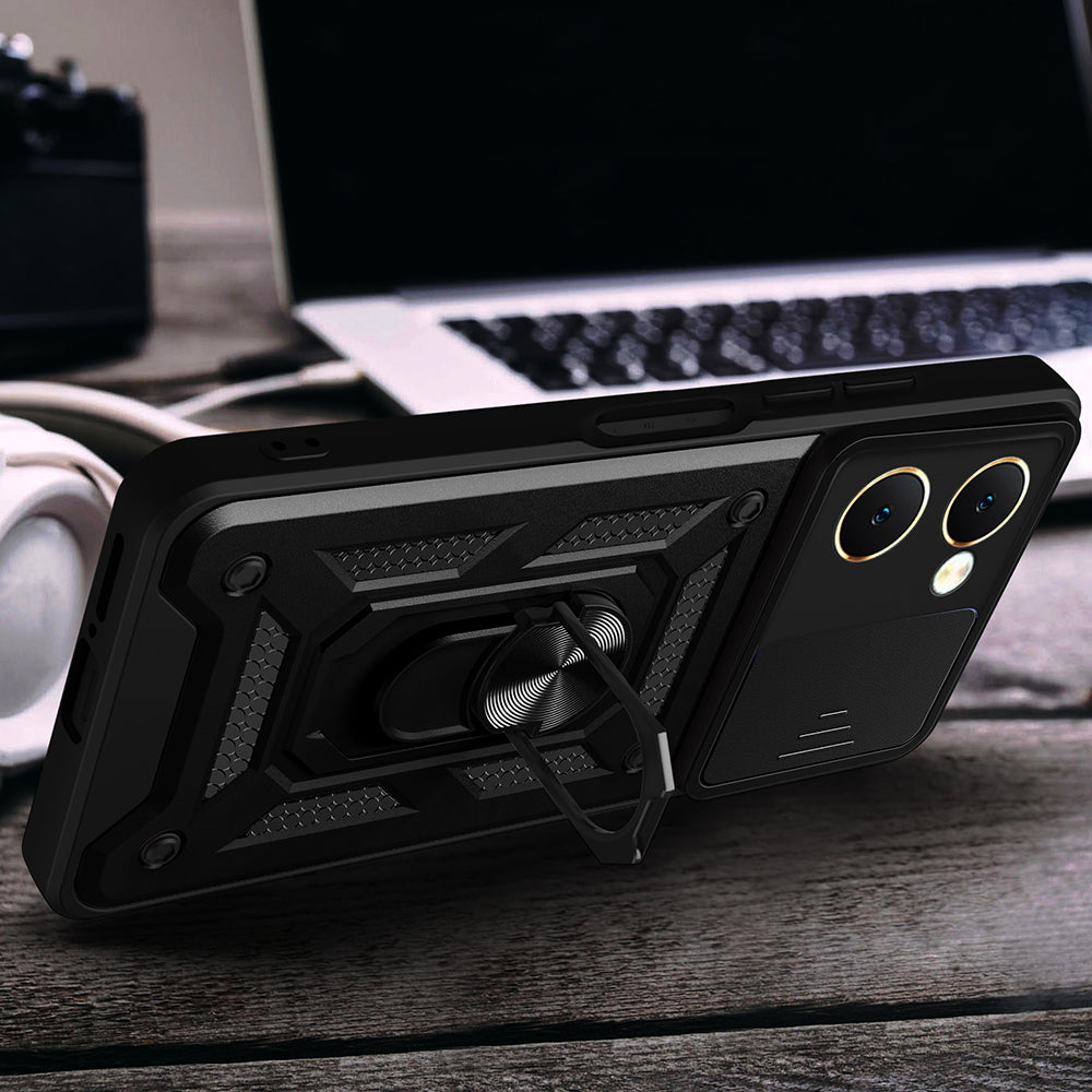Vivo Y18 Case Magnetic Stand Camera Protection Zore Sliding Vega Cover Black