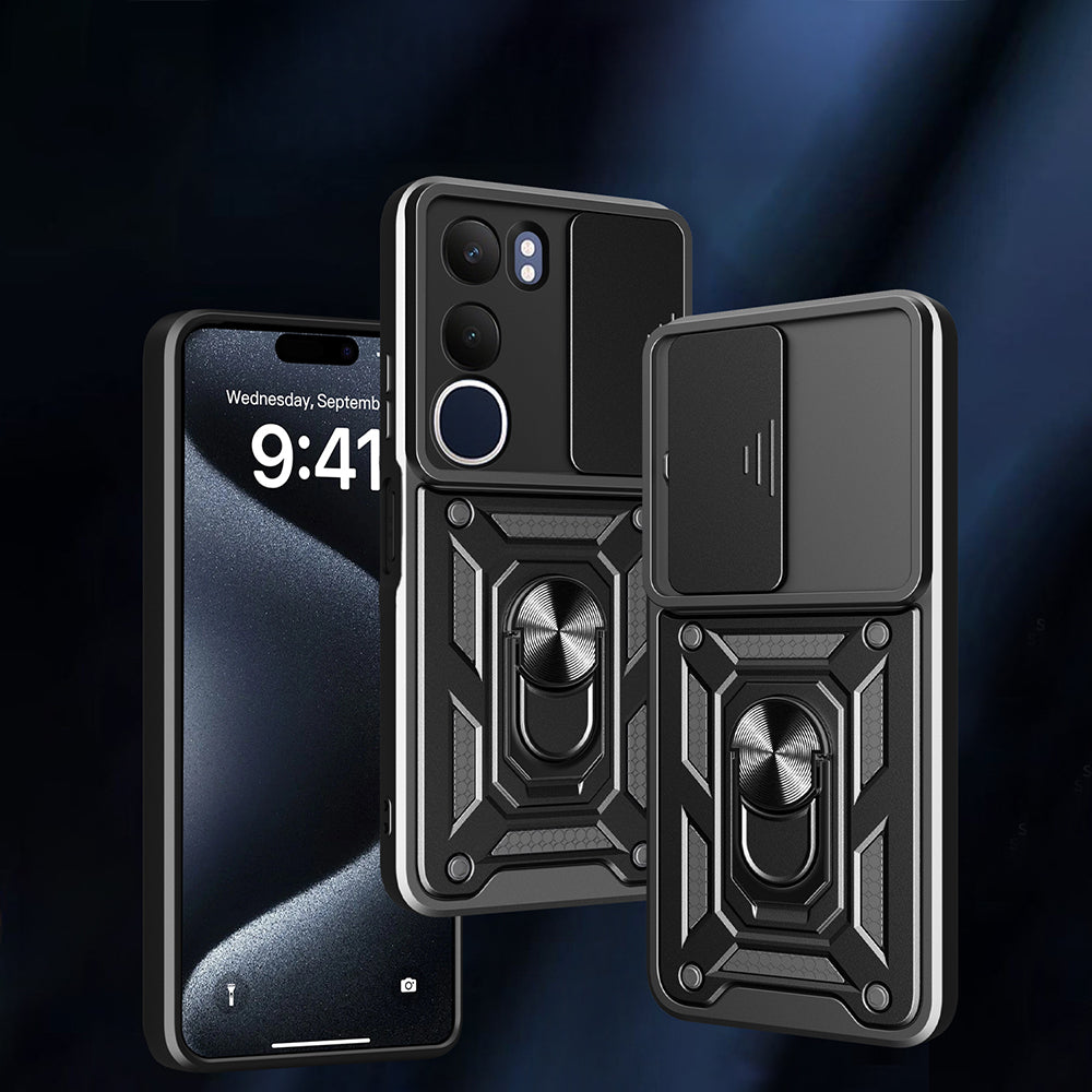 Vivo Y19S Case Magnetic Stand Camera Protection Zore Sliding Vega Cover Blue