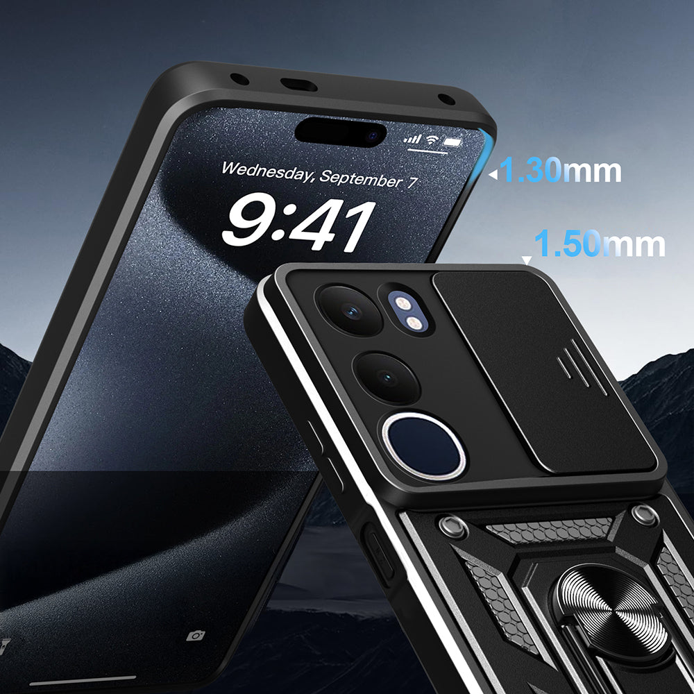 Vivo Y19S Case Magnetic Stand Camera Protection Zore Sliding Vega Cover Black