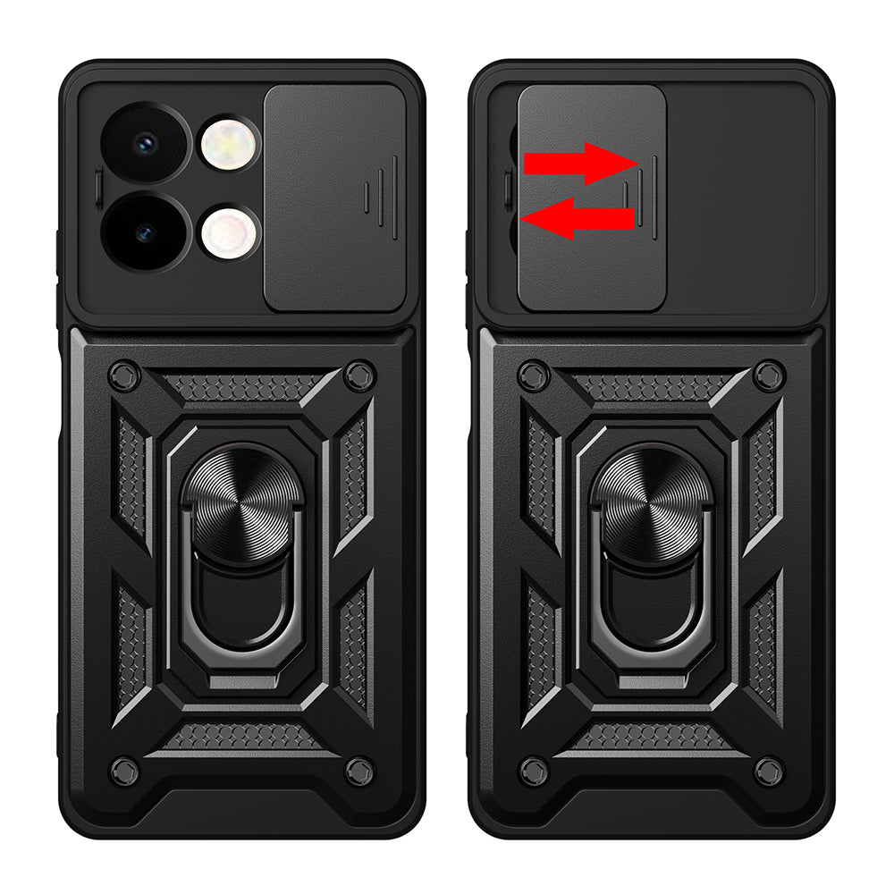 Vivo Y28 Case Magnetic Stand Camera Protection Zore Sliding Vega Cover Black