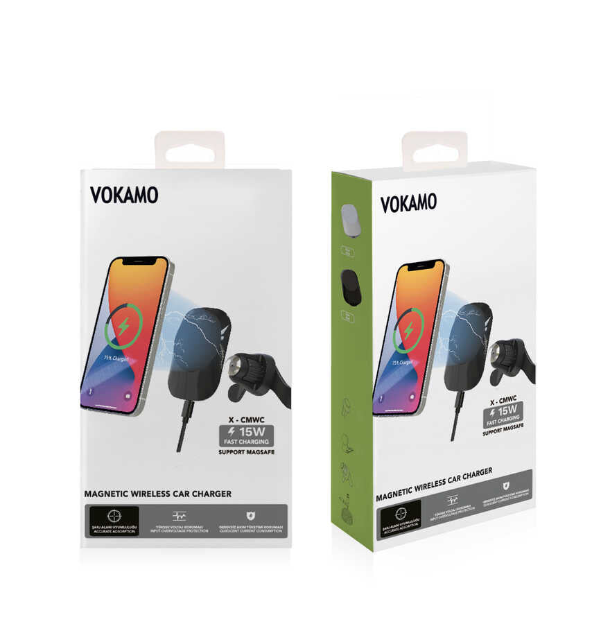 Vokamo WRL-01 Magnetic Wireless Charger Car Phone Holder Black
