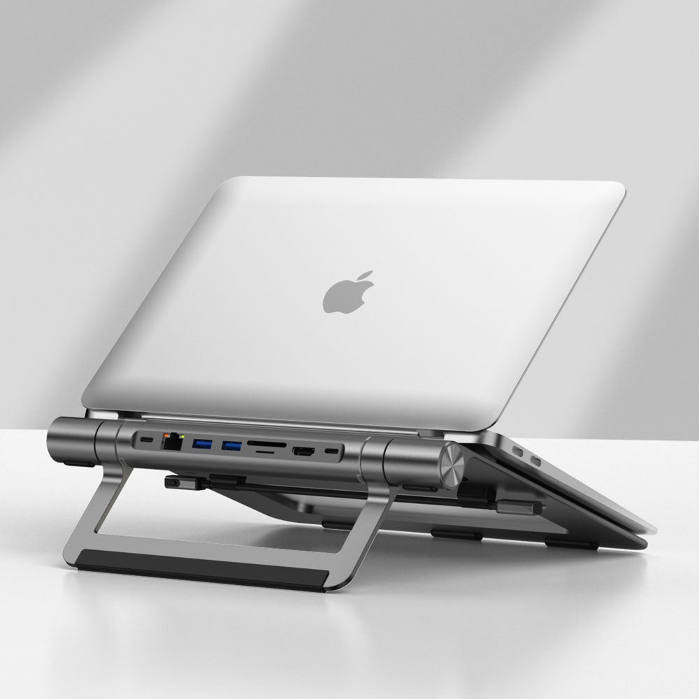 Wiwu A821CH 8in1 Hub Docking Station Notebook Laptop Stand PD3.0/USB3.0/RJ45 (1000Mbps)/SD/TF/HDMI (4K@30Hz) Gray