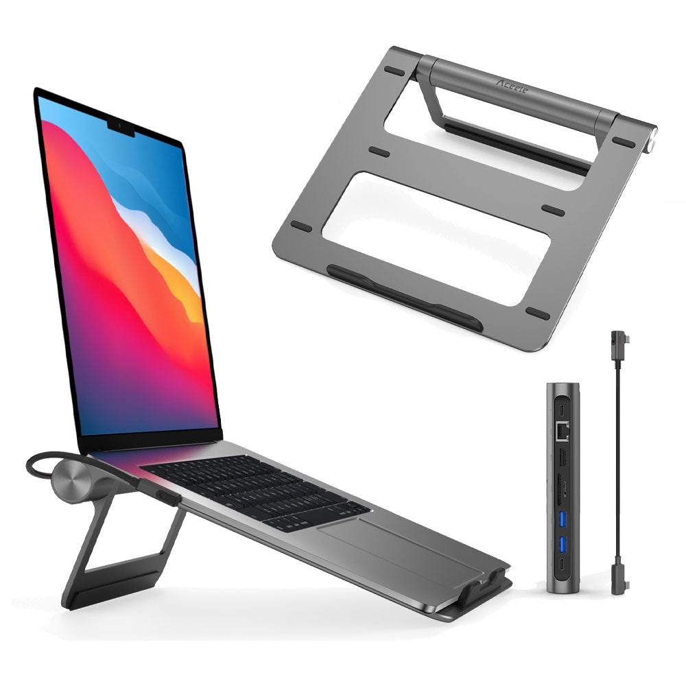 Wiwu A821CH 8in1 Hub Docking Station Notebook Laptop Stand PD3.0/USB3.0/RJ45 (1000Mbps)/SD/TF/HDMI (4K@30Hz) Gray