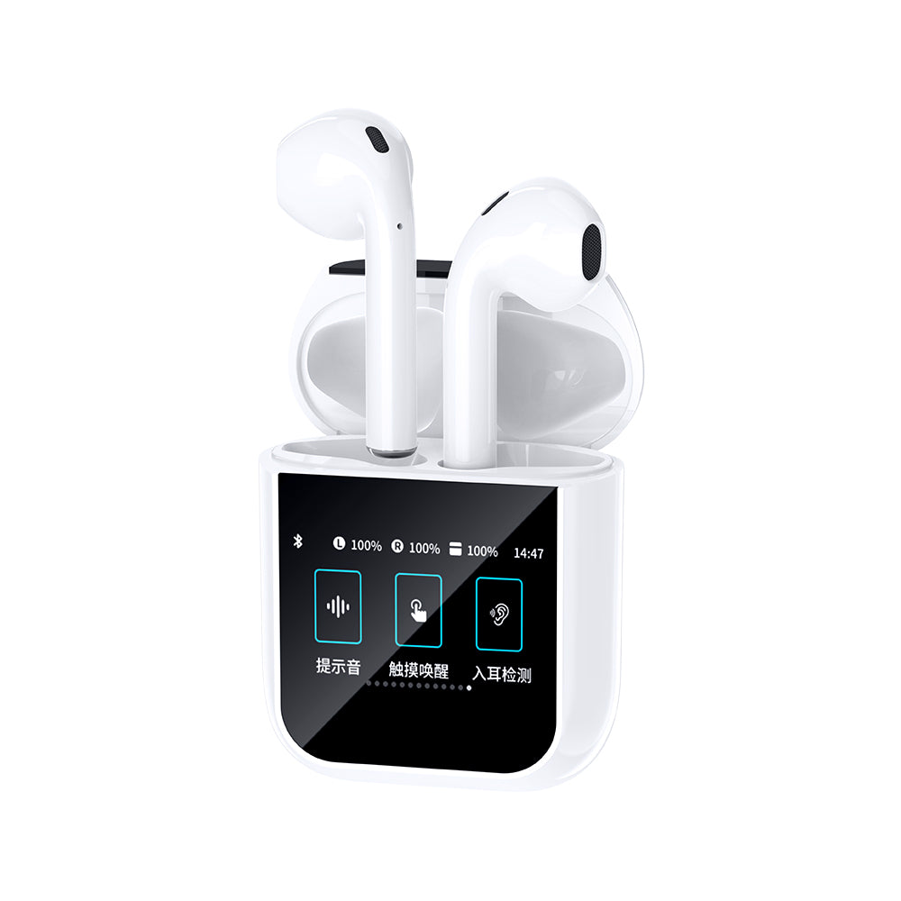 Wiwu Airbuds T24 Touch LCD Screen TWS Bluetooth Earphones v5.4 White