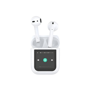 Wiwu Airbuds T24 Dokunmatik LCD Ekranlı TWS Bluetooth Kulaklık v5.4 Beyaz