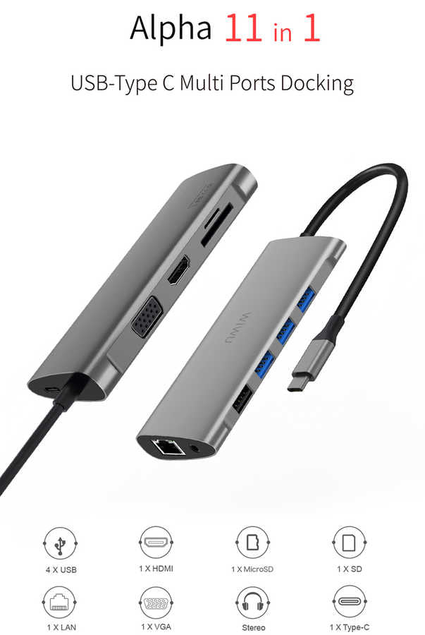 Wiwu Alpha 11 in 1 Type-C Hub Silver