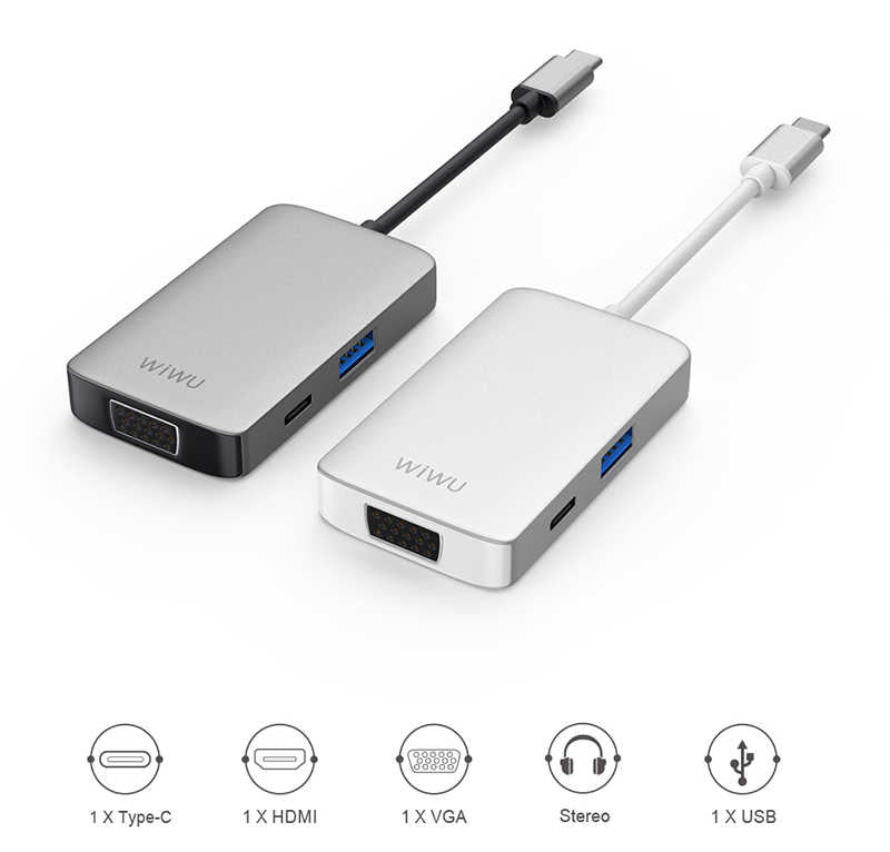 Wiwu Alpha 513HVP Type-C to VGA Adapter Silver