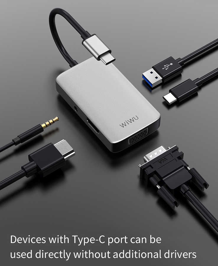 Wiwu Alpha 513HVP Type-C to VGA Adapter Silver
