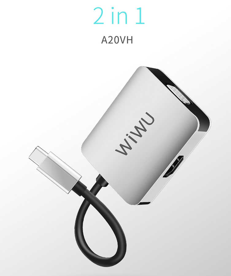 Wiwu Alpha A20VH 2 in 1 Type-C Hub Gray