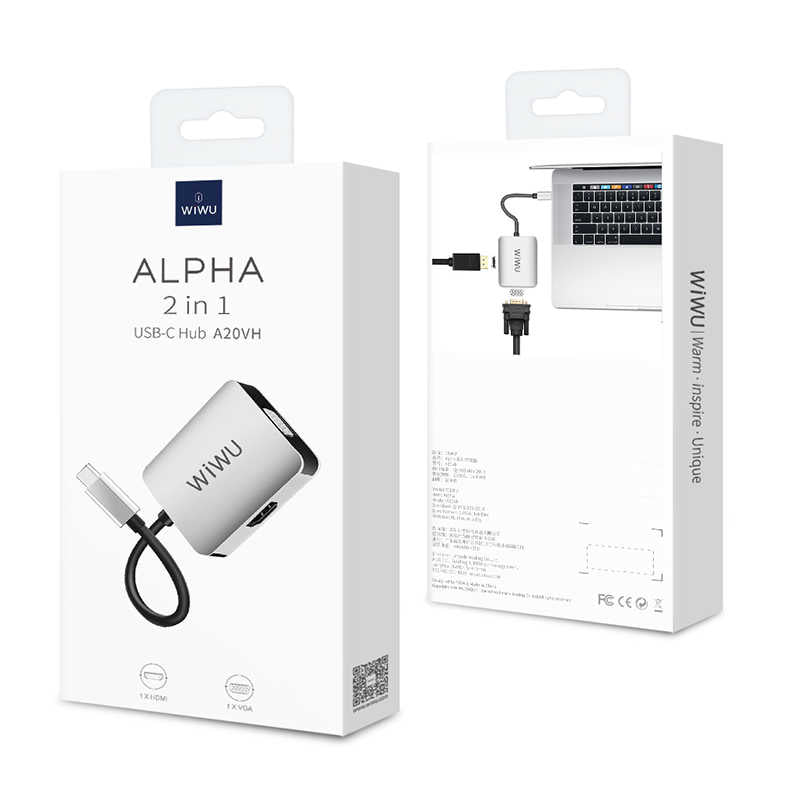 Wiwu Alpha A20VH 2 in 1 Type-C Hub Gray