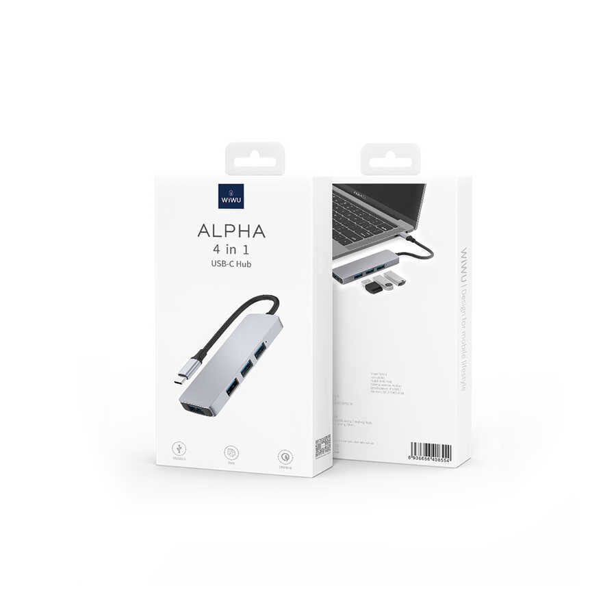 Wiwu Alpha A440 Pro 4 in 1 Type-C Hub 4 USB Duplicate Gray