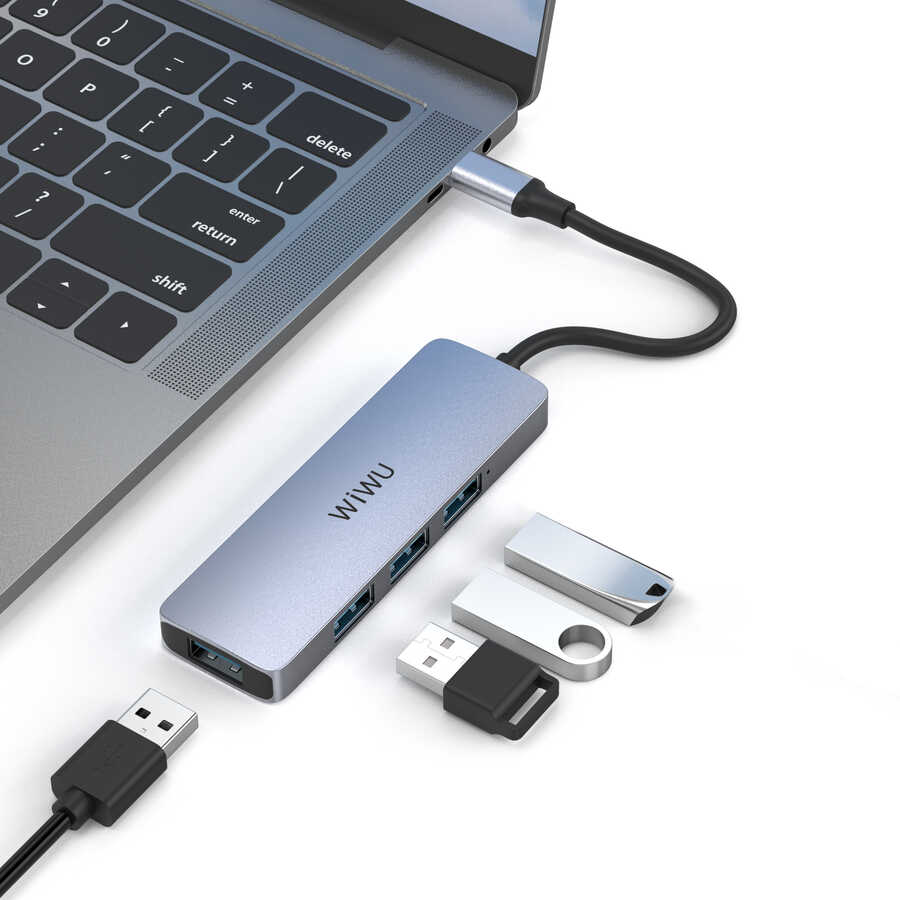Wiwu Alpha A440 Pro 4 in 1 Type-C Hub 4 USB Duplicate Gray