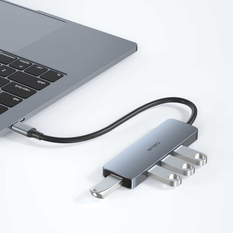 Wiwu Alpha A440 Pro 4 in 1 Type-C Hub 4 USB Duplicate Gray