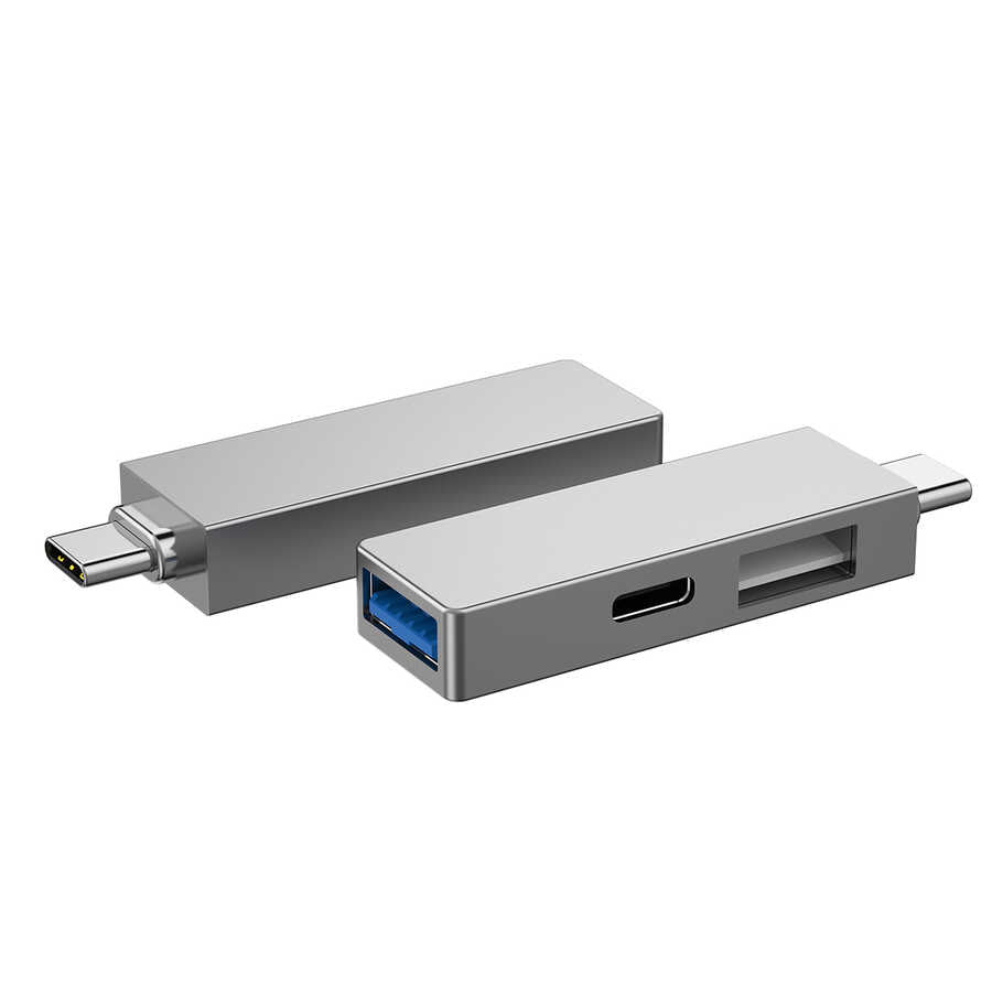 Wiwu Alpha T02 Pro 3 in 1 Type-C Hub PD Port USB Duplicate Gray