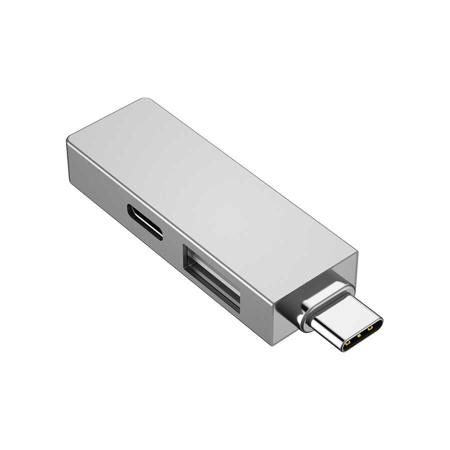 Wiwu Alpha T02 Pro 3 in 1 Type-C Hub PD Port USB Duplicate Gray