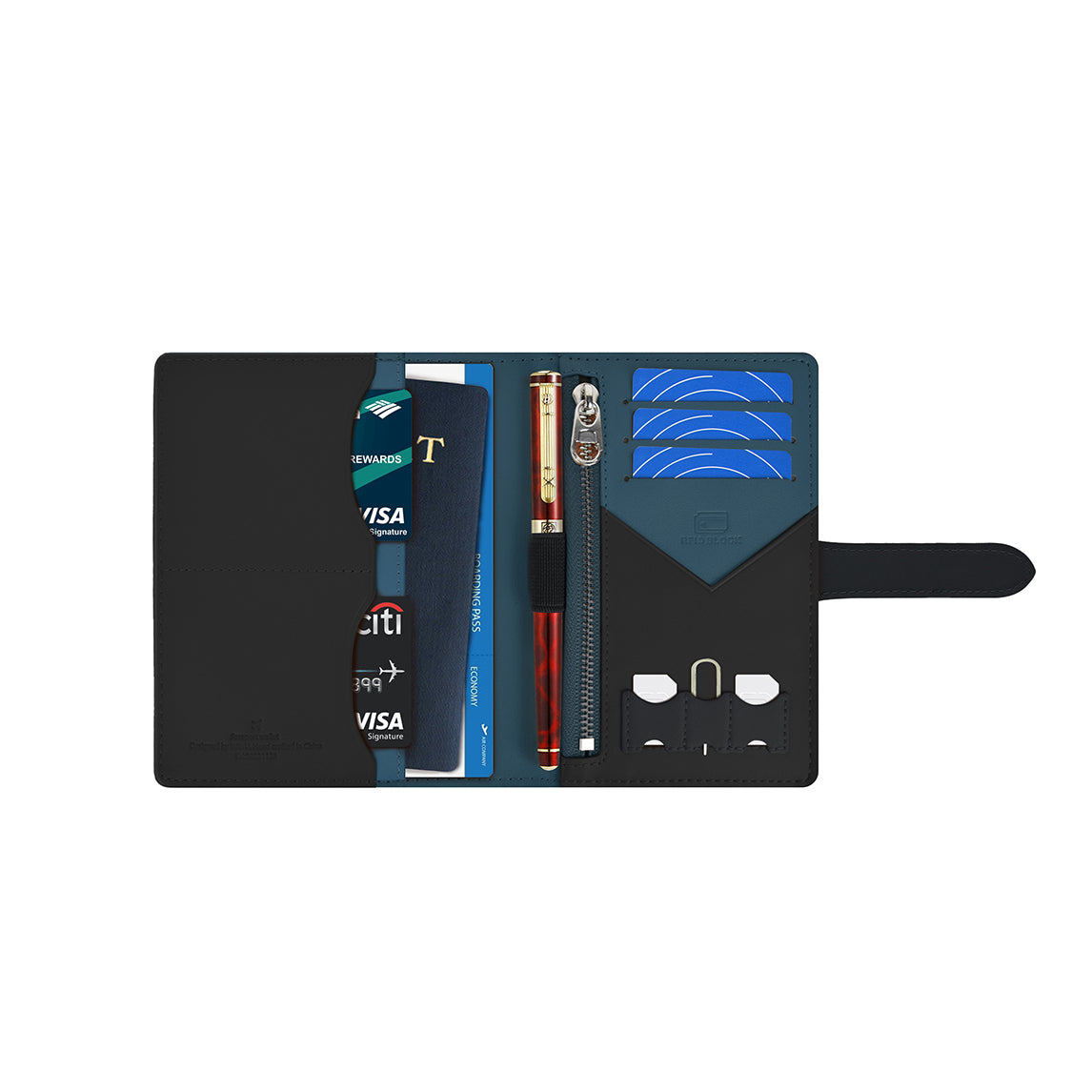 Wiwu Ambassador Passport Wallet Passport Card SIM Compartment Wallet PU Leather Black
