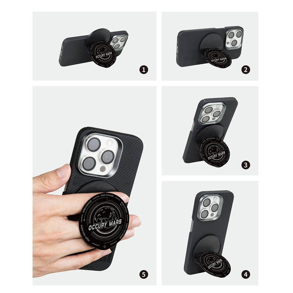 Wiwu B1 Magnetic Occupy Mars Design Finger Ring Stand Black