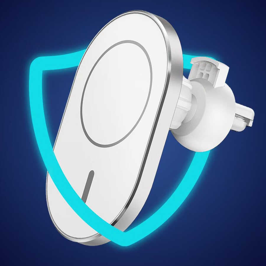 Wiwu CH-306 Magnetic Wireless Charging Car Mount Car Phone Holder Silver