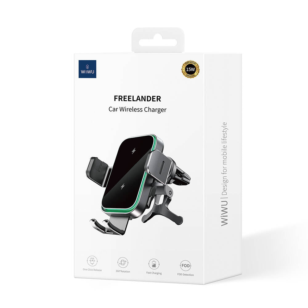 Wiwu CH-313 Wireless Charging Extendable Suction Cup Car Phone Holder Black