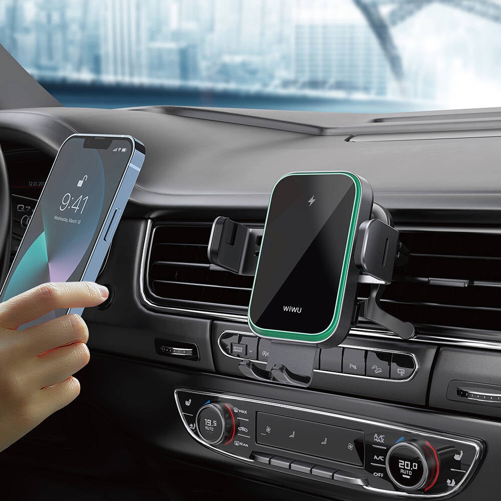 Wiwu CH-313 Wireless Charging Extendable Suction Cup Car Phone Holder Black