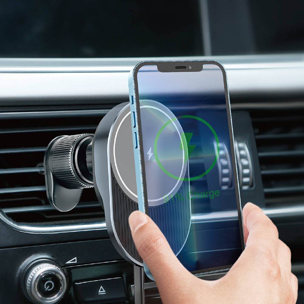 Wiwu CH-315 Lacey Magnetic Wireless Charging In-Car Phone Holder Ventilation Design Gray