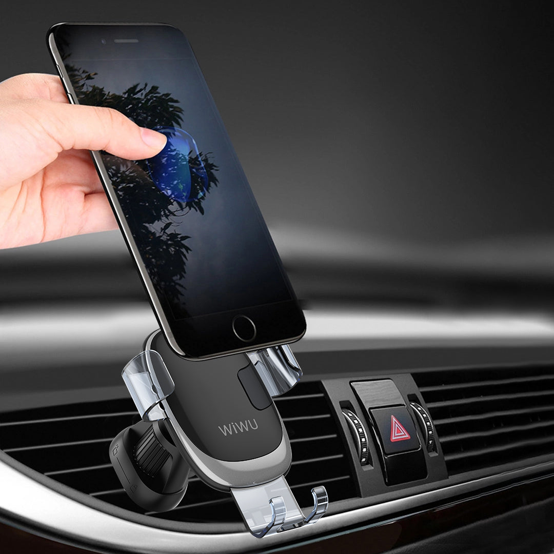 Wiwu CH010 Phone Weight Powered Ventilation Design Car Phone Holder Black