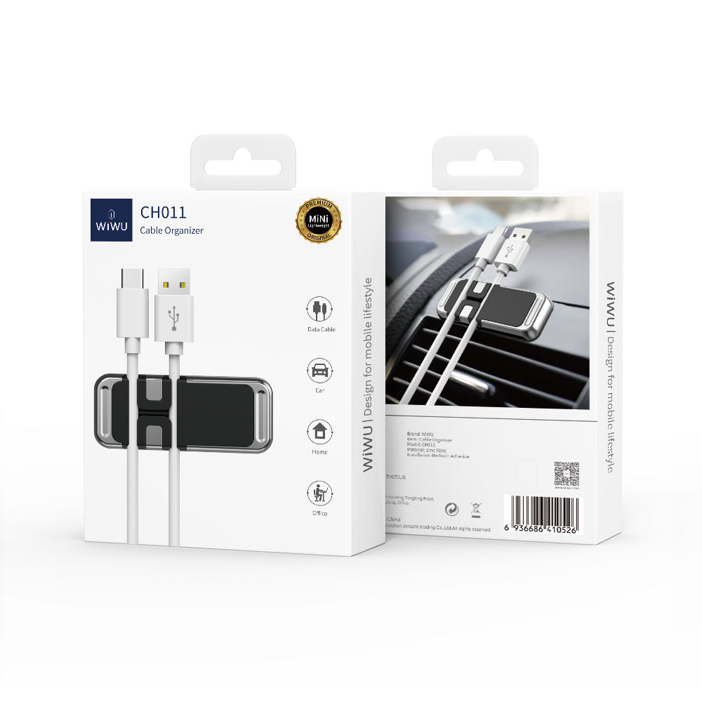 Wiwu CH011 Magnetic Flat Floor Version Car Phone Holder with Cable Organizer Silver