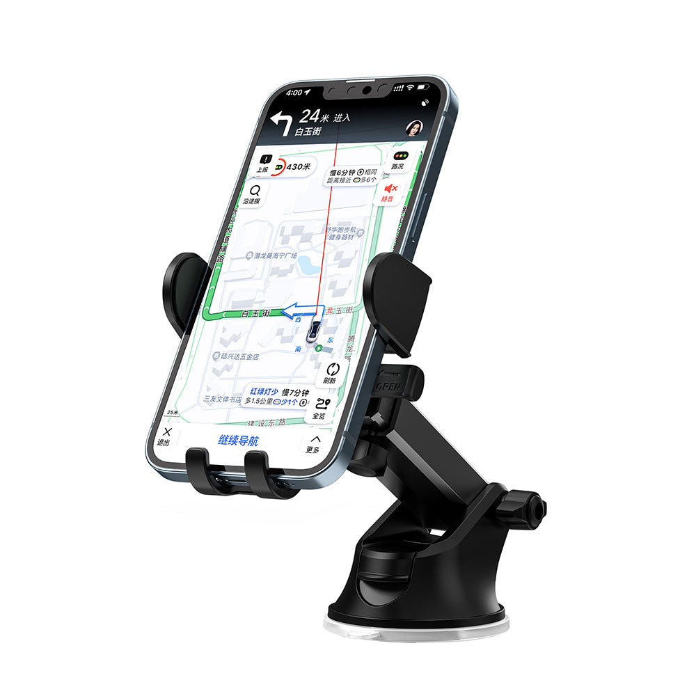 Wiwu CH012 Automatic Mechanism Suction Cup Design Car Phone Holder Black