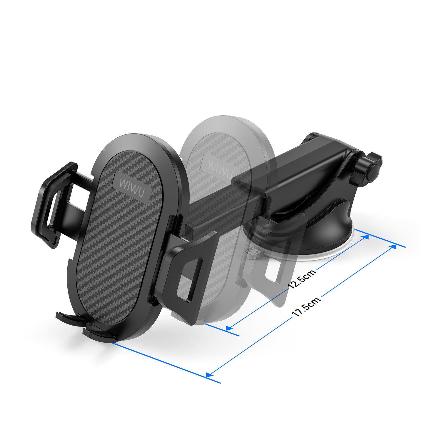 Wiwu CH015 Automatic Mechanism Suction Cup Design Car Phone Holder Black
