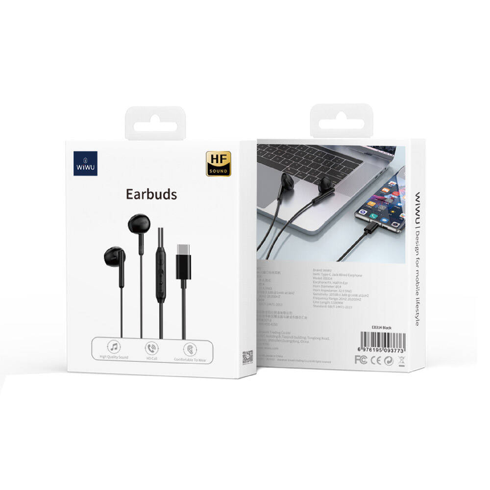 Wiwu EB314 Hi-Fi Sound Quality Type-C Earbud Headphones White