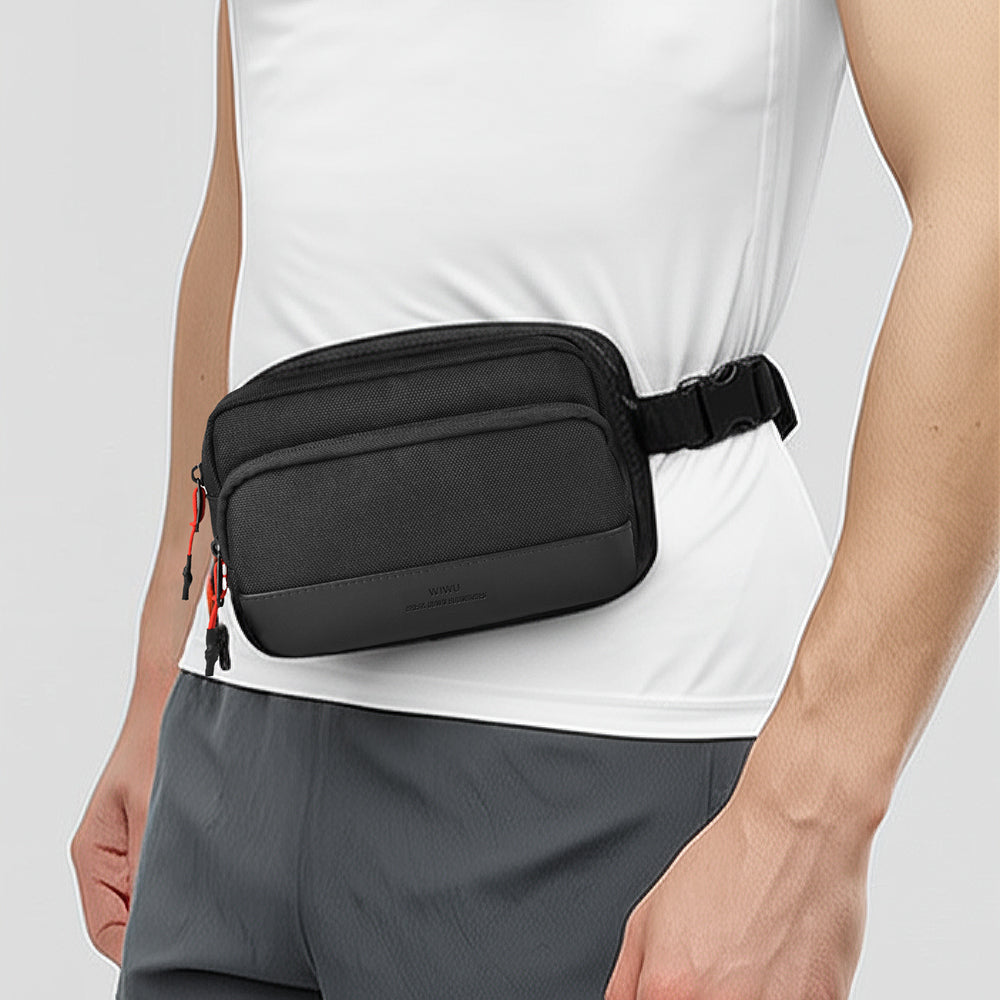 Wiwu Essen Series Water-Resistant 1200D Polyester Fabric Crossbody Bag Black