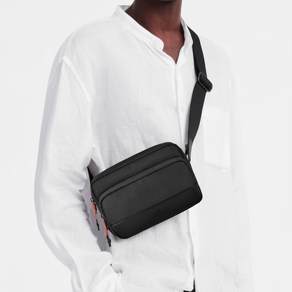 Wiwu Essen Series Water-Resistant 1200D Polyester Fabric Crossbody Bag Black