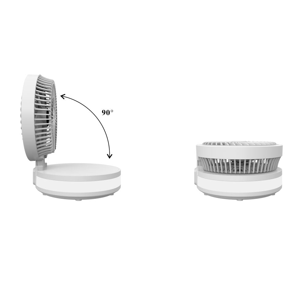 Wiwu FS05 Katlanabilir Şarjlı Dijital LED Ekranlı Gece Lambalı Masaüstü Fan Beyaz