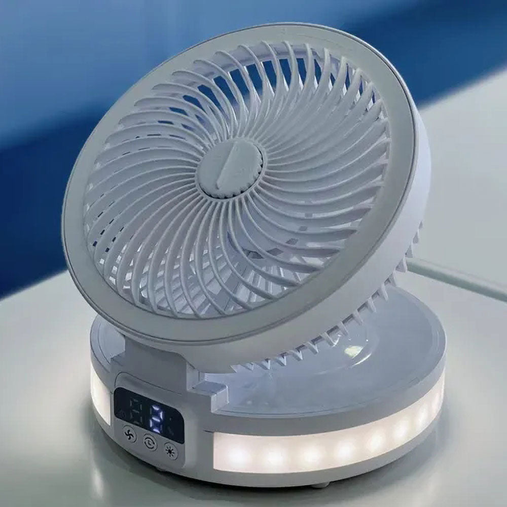 Wiwu FS05 Katlanabilir Şarjlı Dijital LED Ekranlı Gece Lambalı Masaüstü Fan Beyaz