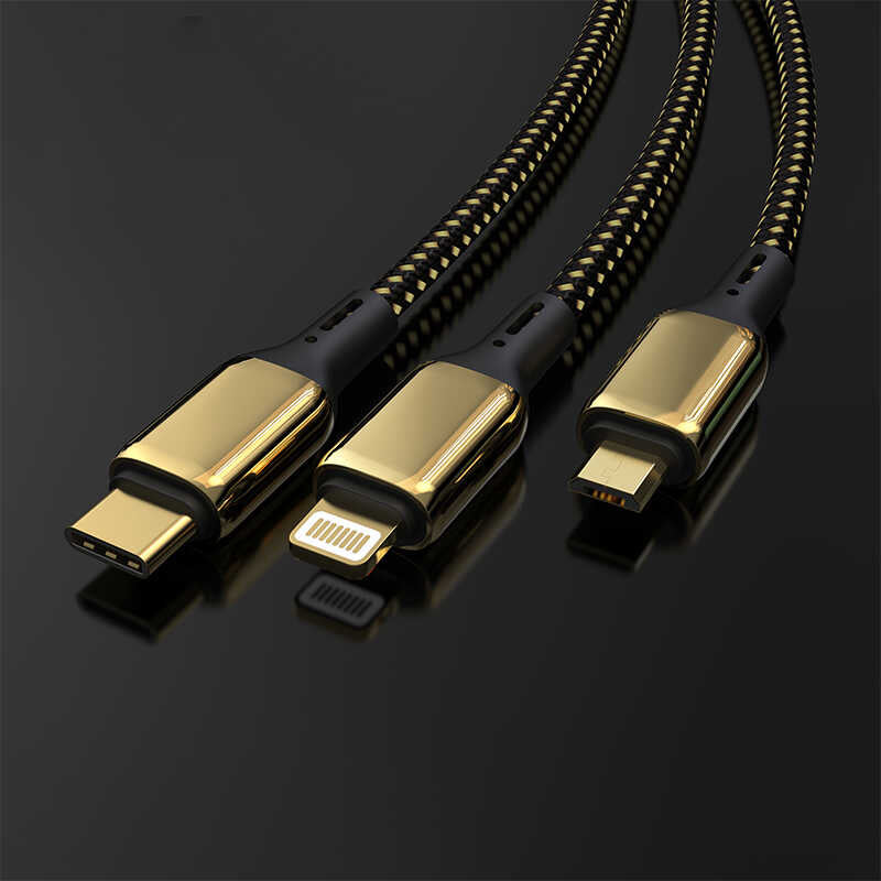 Wiwu Golden Series GD-104 3 in 1 Data Kablo 1.2M Gold