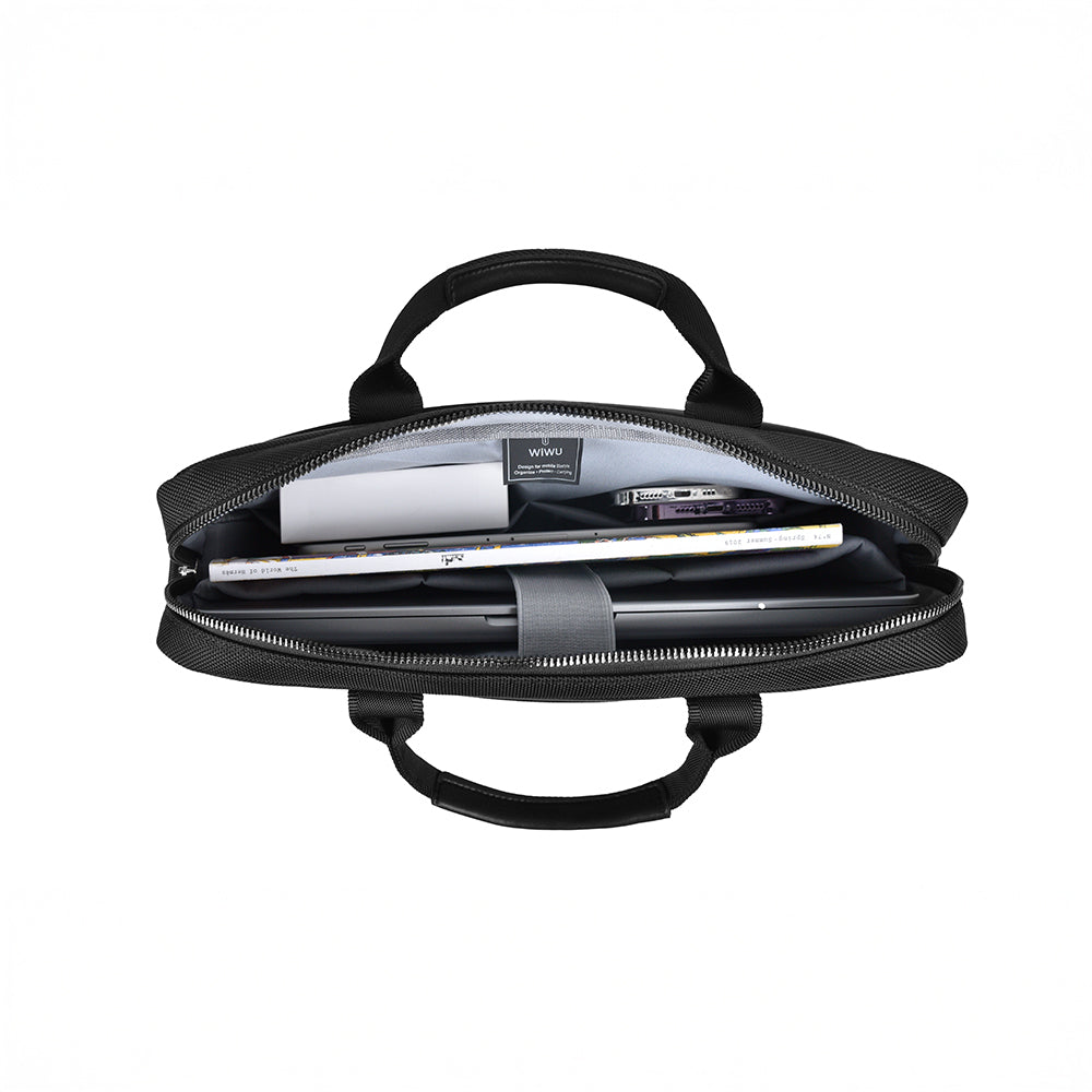 Wiwu Hali Serisi 1680D Su Geçirmez Polyester Kumaş Çapraz Vücut Askılı 14 inç Laptop Çantası Siyah