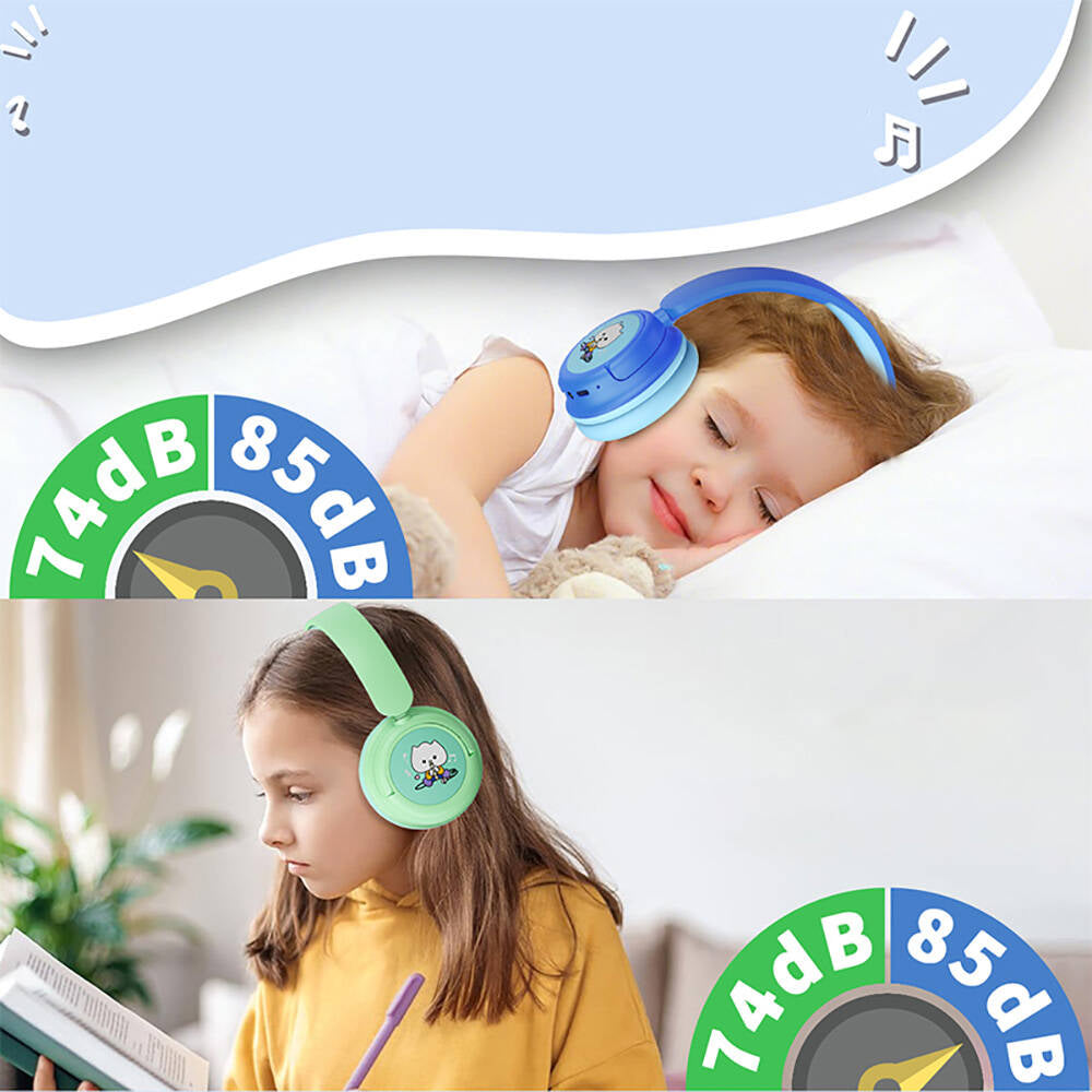 Wiwu KTD-02 Adjustable Over-Ear Wired and Bluetooth 5.3 Kids Headphones Blue