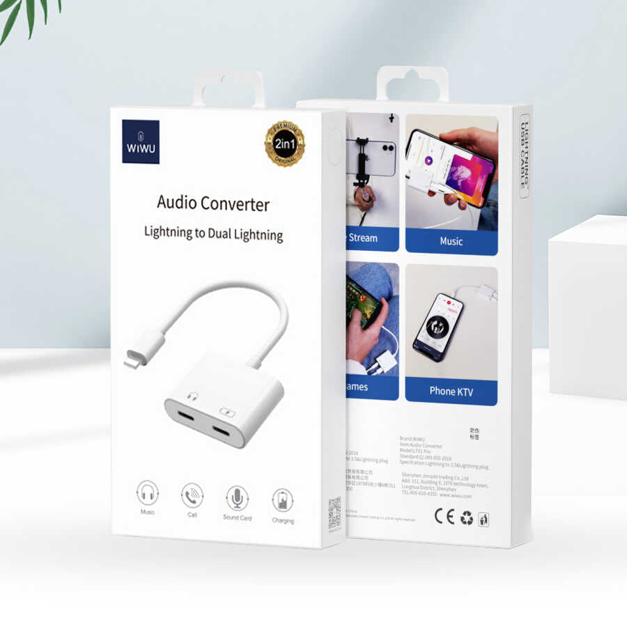 Wiwu LT01 Plus Lightning Audio Adapter White