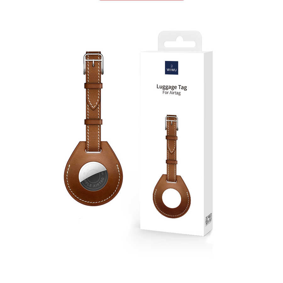 Wiwu Luggage Tag Airtag Keychain Brown