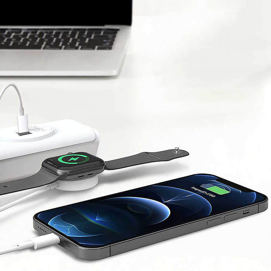 Wiwu M10 2 in 1 Wireless and Lightning PD Charging Cable White