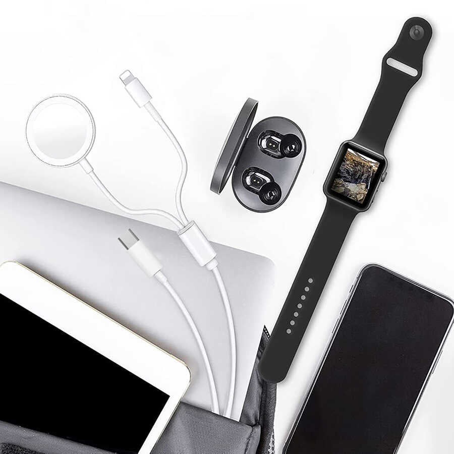 Wiwu M10 2 in 1 Wireless and Lightning PD Charging Cable White